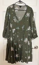 Torrid Size 1 Olive Green Babydoll Mini Dress with Slip picture