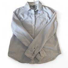 JcPenny Vintage Women’s Blue White Pinstripe Button Up Shirt Size S picture