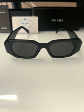 PRADA SPR 17W-F Men's Rectangle Sunglasses Black Plastic Frame Gray Lenses picture