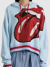 Alice And Olivia Rolling Stones Oversized Sweatshirt, XL, Blue, New With Tags picture