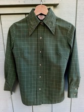 vintage womens Val mark cotton button up shirt 1970s L (Fits S) green picture