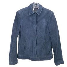 VERSUS VERSACE 2000 Collection Navy Blue Suede Leather Jacket Size 28/42 picture