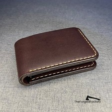 Men's Bifold Wallet Vintage Handmade Full Grain Leather Brown Gift Ready picture
