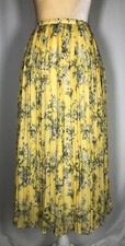 Alex Marie Skirt Pleated 4 Midi Yellow Green Modest New $109 picture