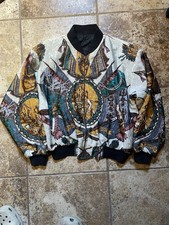 Vintage Baroque Swag 1980’s Silk Reversible Bomber Jacket picture