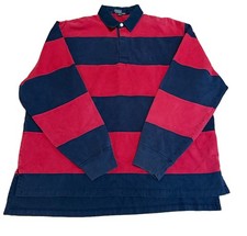 Vintage Polo Ralph Lauren Men Large Rugby Shirt Red Navy Blue Striped picture