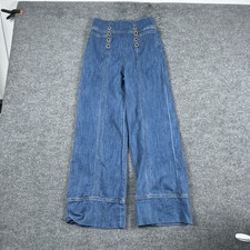 Pilcro And The Letterpress Jeans Womens 27 Blue Sailor High Rise Wide Leg Denim picture