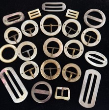 Lot 22 Antique MOP Abalone Buckles Art Deco Mother of Pearl Carved Shell  picture