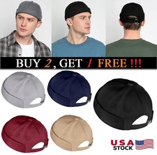 Large Brimless Hats Rolled Cuff Skull Cap Adjustable Sailor Docker Cap Xmas Gift picture
