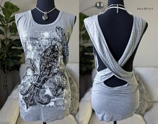 Vocal Apparel Women's Sexy Crystal Sequin Fleur de Lis Tank Top Shirt S M L XL picture