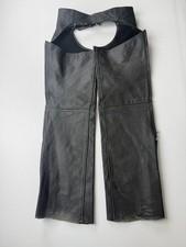 Vintage Drag Specialties Leather Chaps Mens Medium Black Biker Adjustable Waist picture