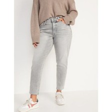 Old Navy Women’s High-Waisted Straight Leg Jeans Gray picture