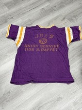 Vintage 50s Southern Athletic Jersey Shirt Purple Joe's Union 76 Gas Station  picture