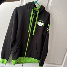 Jinx Overwatch Lucio Hoodie MEDIUM Black Green Excellent Zip Up Sweatshirt picture