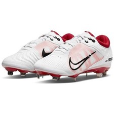 Nike Hyperdiamond 4 Elite CZ5917-105 White Metal Softball Cleats Shoes Womens 10 picture