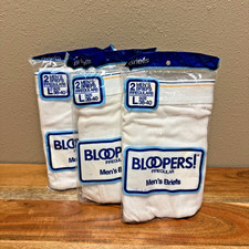 Vintage 1988 FTL Bloopers Men's Briefs LARGE 38-40 - 3, 2 Pack NOS USA Blue Gold picture