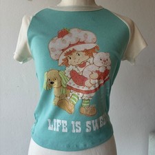 White and Turquoise Strawberry Shortcake Tshirt, Size Medium (M) picture