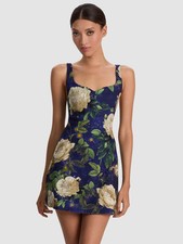 ALICE & OLIVIA (12) EVE FLORAL TWILIGHT EDEN SWEETHEART MINI DRESS NWT MSRP$595 picture