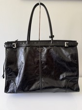 PRADA Men's Bonnie Leather Top Handle Bag Handbag, Black picture