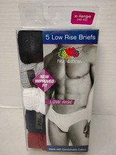 VTG Fruit Of The Loom Low Rise Briefs Men’s XL (40-42) 5 Pack Pair NEW Ass't Y2K picture