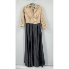 Lanting Bride Champagne Gray Satin Maxi Gown Formal Dress Size M Mother of Bride picture