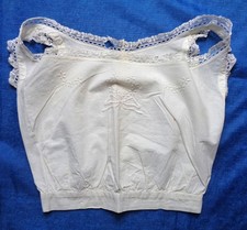 Edwardian 1900's  Cotton Corset Cover Chemise Top Lace Trim Embroidered  Size S picture