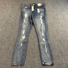 NWT Express Legging High Rise Distressed Jeans Medium Wash Raw Hem 4R picture