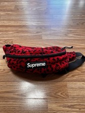 Supreme Leopard Print Fleece Waist Bag, Fanny Pack Red FW17 picture