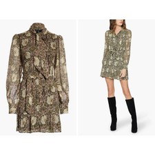 Morris & Co x Paige Vittoria Pimpernel Georgette Silk Mini Dress S Floral Party picture