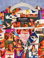 NEW wot  Pacsun Playboy Mens  L Shirt Vintage Centerfold Magazine Covers 70s-90s picture