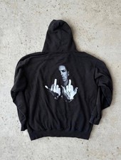 Eminem Middle Finger Zip Up Hoodie Black Hip Hop Rap Merch Men's Sweatshirt XL picture