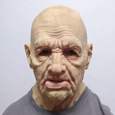 Realistic Old Man Latex Mask Bald Head Halloween Costume Cosplay Prop picture