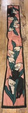 One of a kind hand painted silk scarf with black cat and Calla Lily Design picture