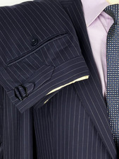 40R Ralph Lauren Purple Label Handmade Italy 2 Bttn Wool Suit Pinstripe Pants 34 picture