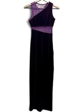 Vintage 90s Whimsigoth Velvet Mesh Maxi Dress Gothic Plum picture