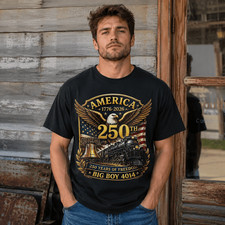 Big Boy 4014 Train USA 250th Anniversary Patriotic 1776-2026 T-Shirt picture