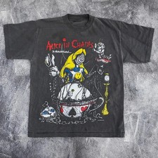 Alice In Chains In Wonderland 90s Rare Design Black T shirt NH25588 picture