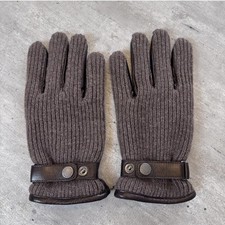Hestra Christopher 5 Finger Espresso Leather Ribbed Italian Wool Gloves 9 NEW picture