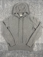 Moncler Hoodie Mens M Gray Ribbed Knit Cashmere Wool Girocollo Con Cappuccio picture