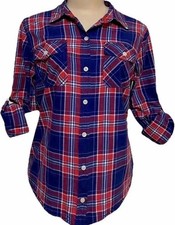 Vintage womens top size M plaid shirt cotton retro Y2k Mossimo button blouse EUC picture