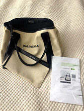 Balenciaga Beige/Black Canvas & Leather Logo Tote Zip w/ Pouch, COA picture