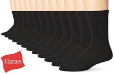 12 Pairs Hanes Premium Men's Socks, Crew, Black, size 6-12 picture
