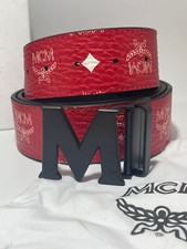 Authentic MCM Red Reversible Leather Belt with shopping bag picture