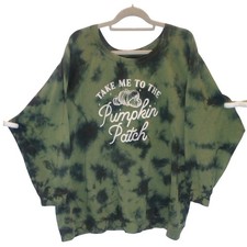 Torrid Green Tie Dye Pumpkin Patch Cozy Fleece Sweatshirt Size 5 US 28 picture