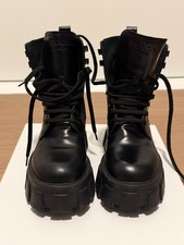 Prada Monolith Black Leather Lace Up Ankle Boots EU 36 picture