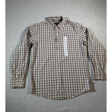 GAP Mens Plaid Button Down Shirt Long Sleeve Casual Beige Navy Check Size S NWT picture