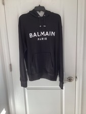 Balmain Paris Men's Hoodie Black Size M JR002BB65 Made in Portugal NEW picture