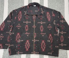 Roper Range Gear Jacket Mens XL Gray Southwestern Aztec Knit Full Zip USA made picture