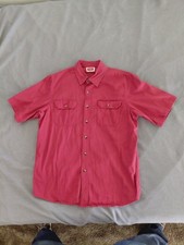 Wrangler Shirt Men's Large Coral red short sleeve western shirt workwear vaquero picture