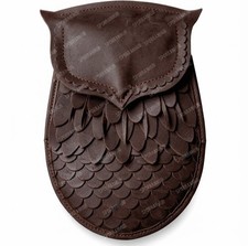 Handmade Brown Leather Owl Sporran Highland Dress Scottish Kilt Accessory picture